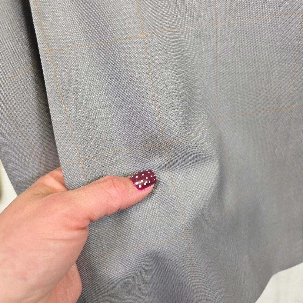Bespoke Suit Mens 42‎ Jacket 36x32 Pants Gray Windowpane Formal Classic Business